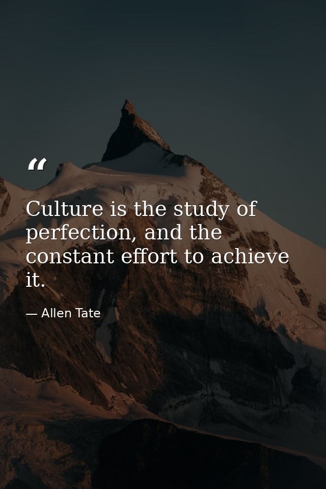 Culture is the study of perfection, and the constant effort to achieve it. — Allen Tate