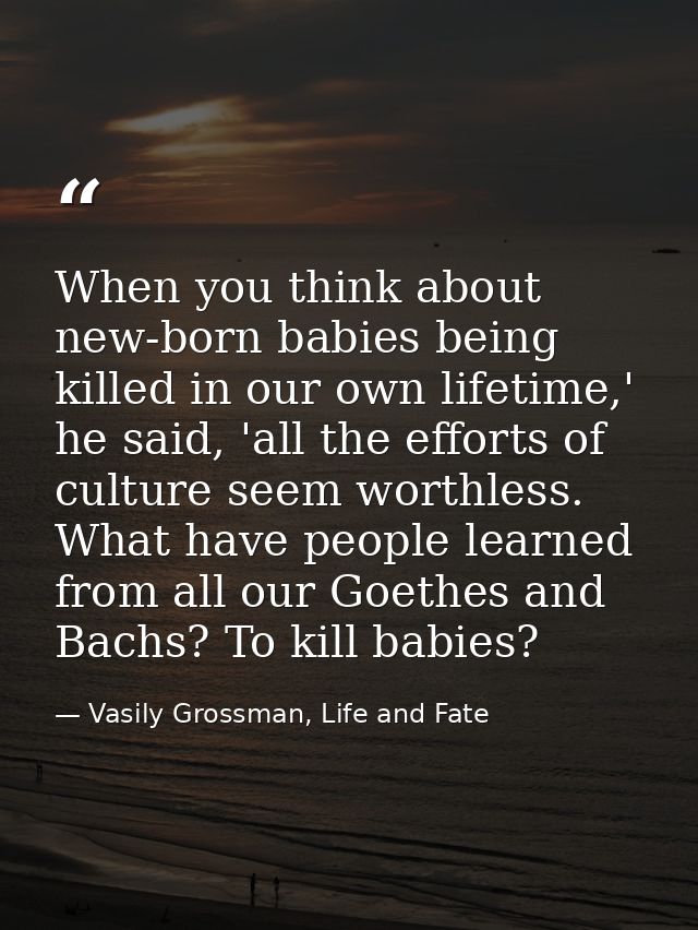 When you think about new-born babies being killed in our own lifetime,' he said, 'all the efforts of culture seem worthl — Vasily Grossman, Life and Fate