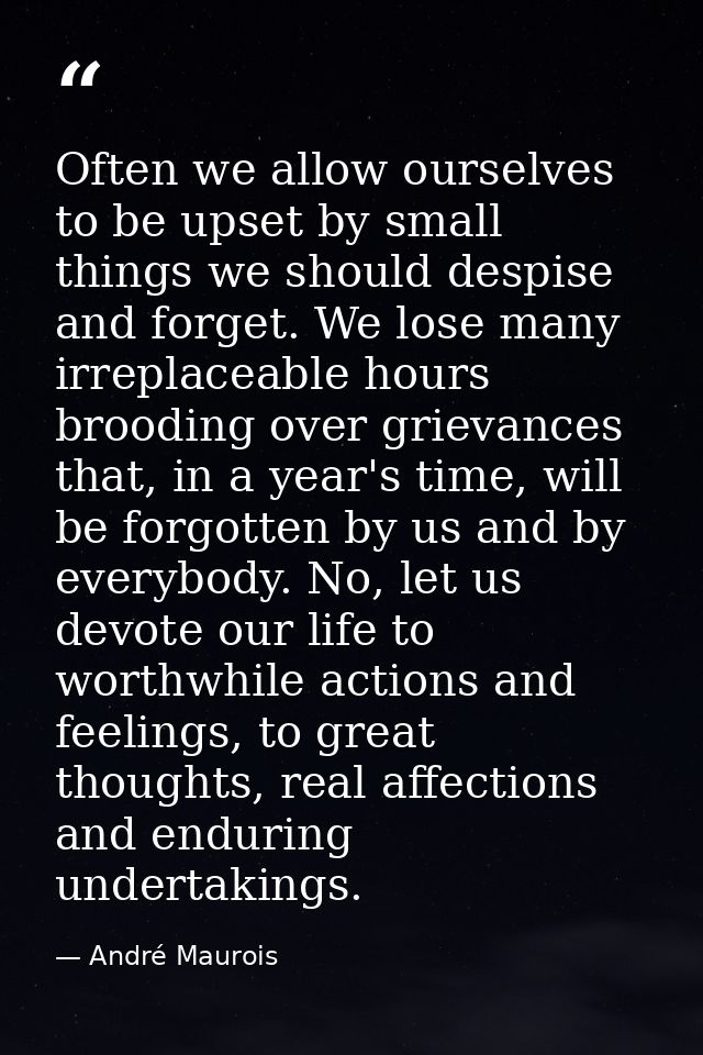 Often we allow ourselves to be upset by small things we should despise and forget. We lose many irreplaceable hours broo — André Maurois