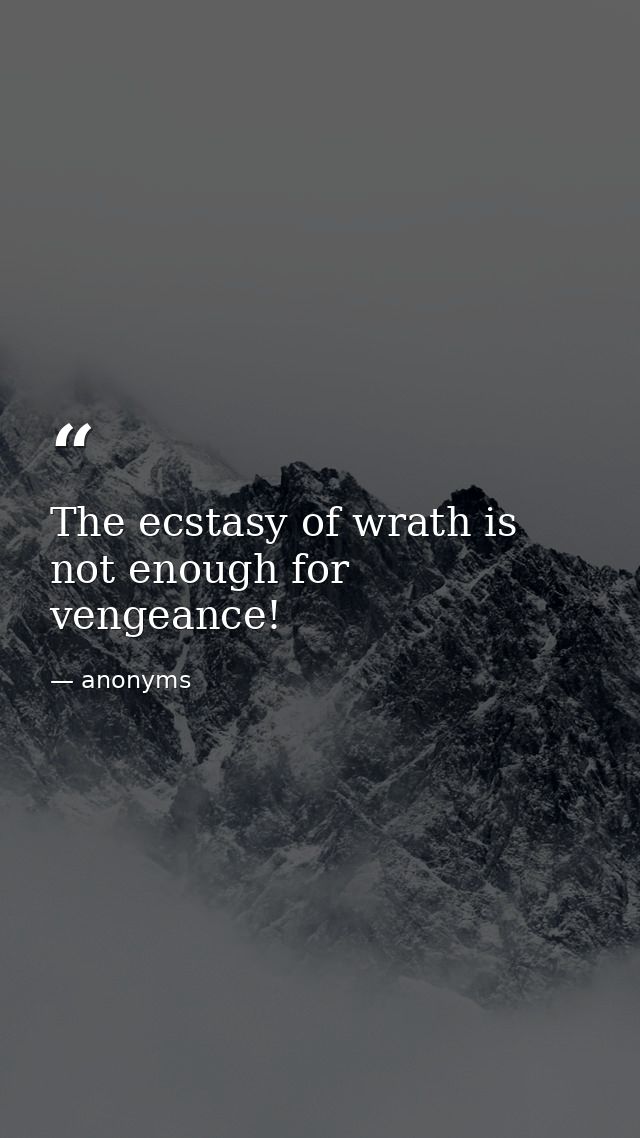 The ecstasy of wrath is not enough for vengeance! — anonyms