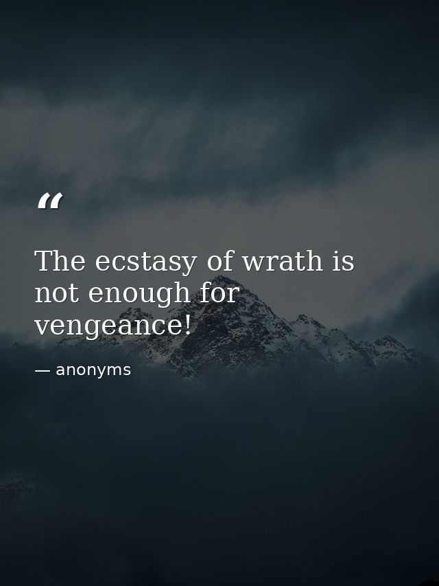 The ecstasy of wrath is not enough for vengeance! — anonyms