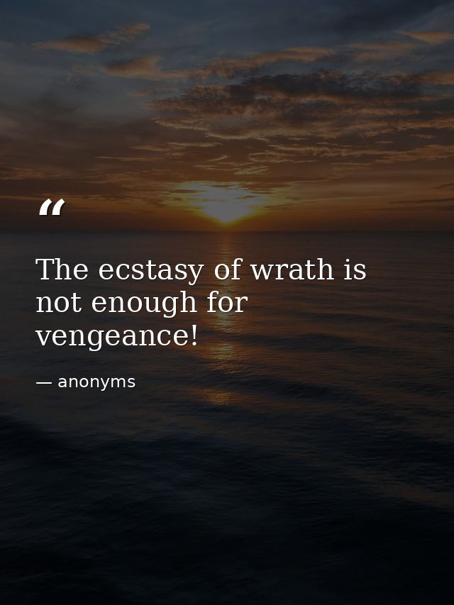 The ecstasy of wrath is not enough for vengeance! — anonyms
