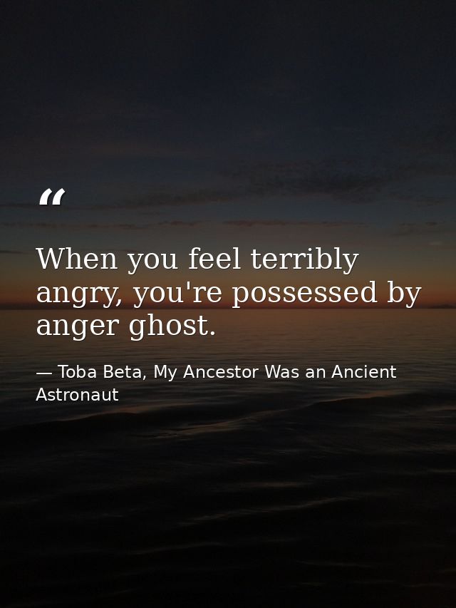 When you feel terribly angry, you're possessed by anger ghost. — Toba Beta, My Ancestor Was an Ancient Astronaut