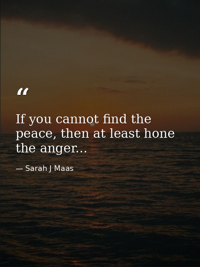 If you cannot find the peace, then at least hone the anger... — Sarah J Maas