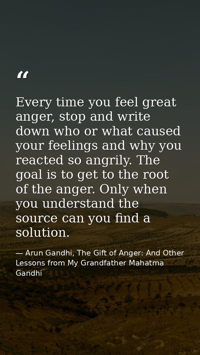 Every time you feel great anger, stop and write down who or what caused your feelings and why you reacted so angrily. Th — Arun Gandhi, The Gift of Anger: And Other Lessons from My Grandfather Mahatma Gandhi