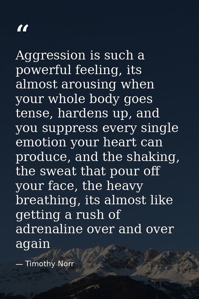Aggression is such a powerful feeling, its almost arousing when your whole body goes tense, hardens up, and you suppress — Timothy Norr