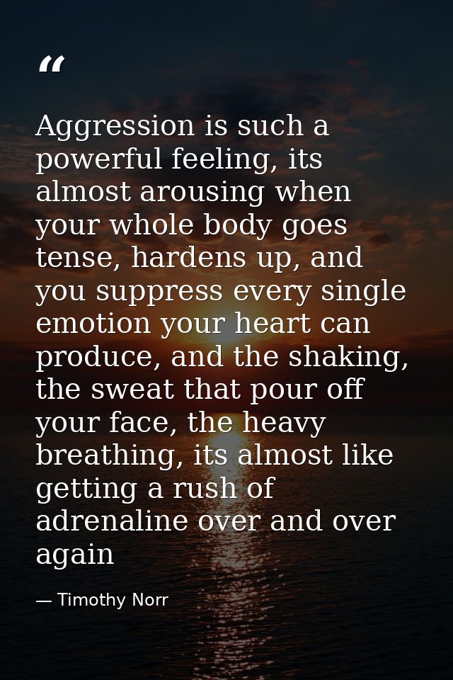 Aggression is such a powerful feeling, its almost arousing when your whole body goes tense, hardens up, and you suppress — Timothy Norr
