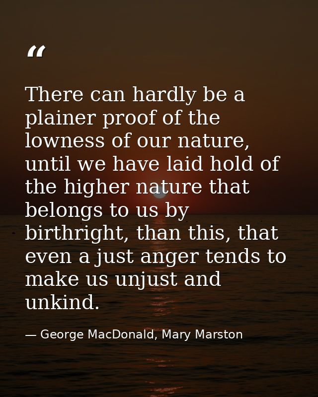 There can hardly be a plainer proof of the lowness of our nature, until we have laid hold of the higher nature that belo — George MacDonald, Mary Marston