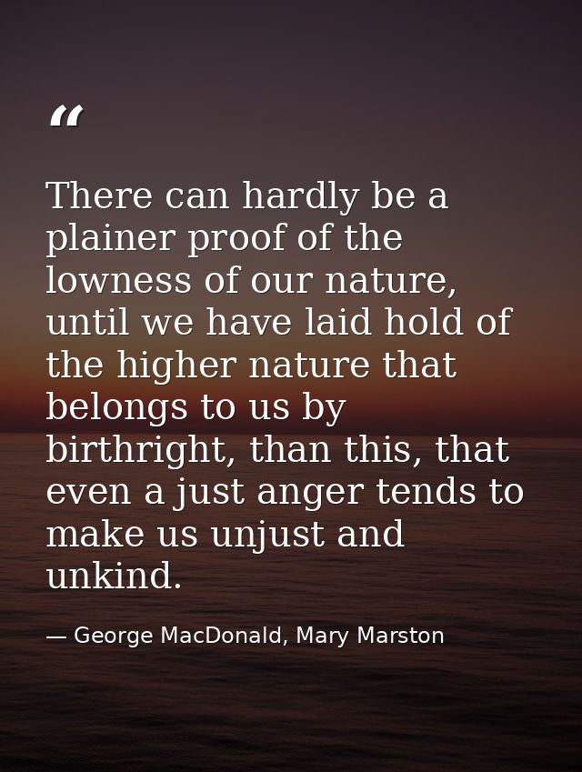 There can hardly be a plainer proof of the lowness of our nature, until we have laid hold of the higher nature that belo — George MacDonald, Mary Marston
