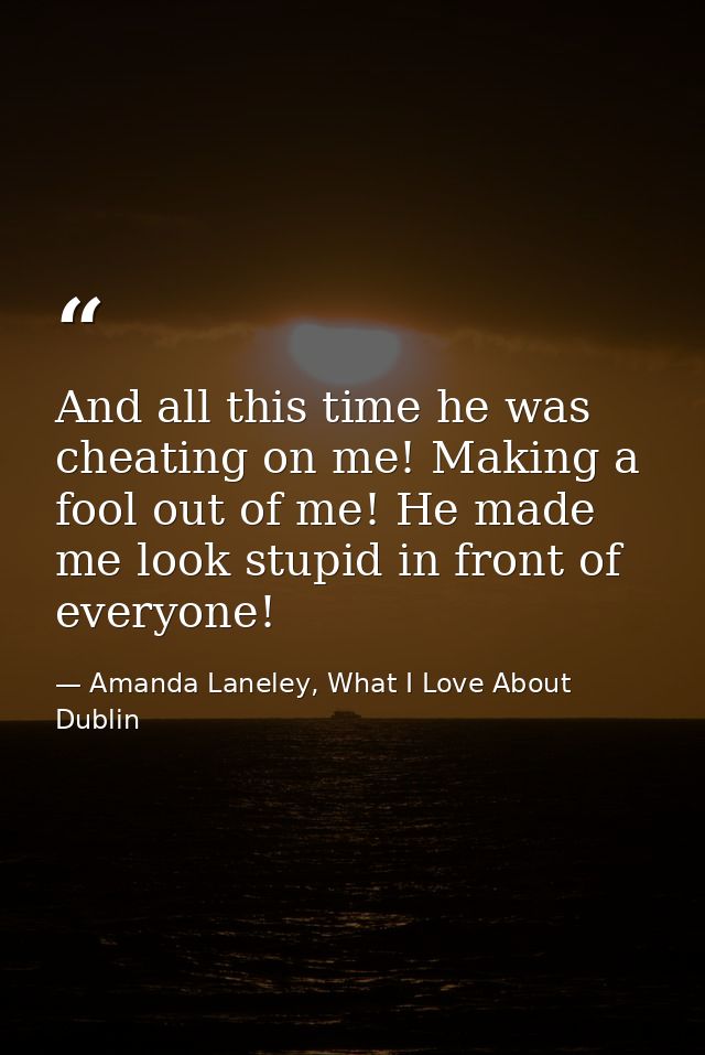 And all this time he was cheating on me! Making a fool out of me! He made me look stupid in front of everyone! — Amanda Laneley, What I Love About Dublin