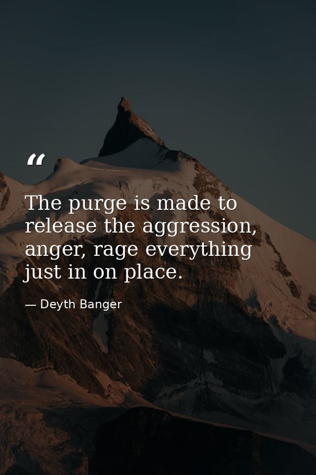 The purge is made to release the aggression, anger, rage everything just in on place. — Deyth Banger