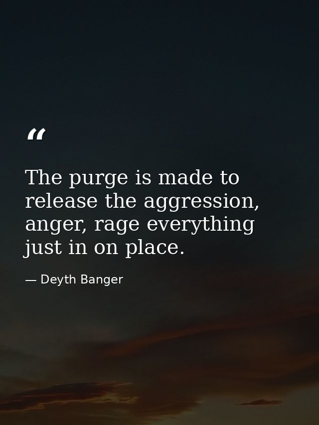 The purge is made to release the aggression, anger, rage everything just in on place. — Deyth Banger