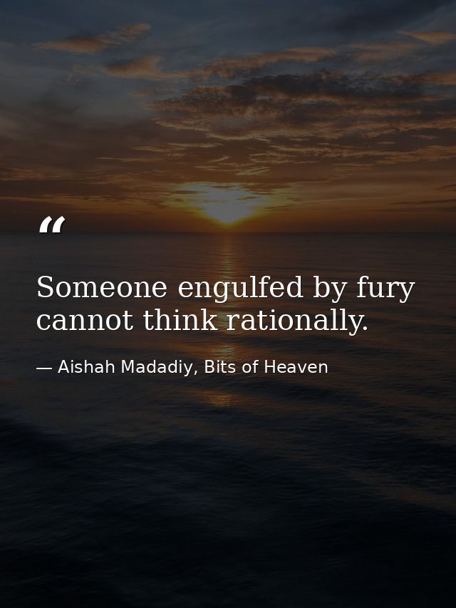 Someone engulfed by fury cannot think rationally. — Aishah Madadiy, Bits of Heaven
