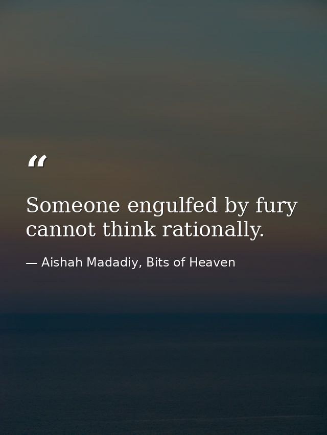Someone engulfed by fury cannot think rationally. — Aishah Madadiy, Bits of Heaven