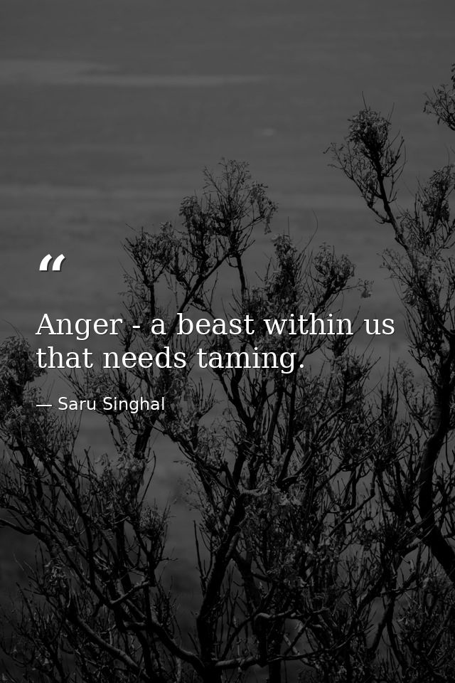Anger - a beast within us that needs taming. — Saru Singhal