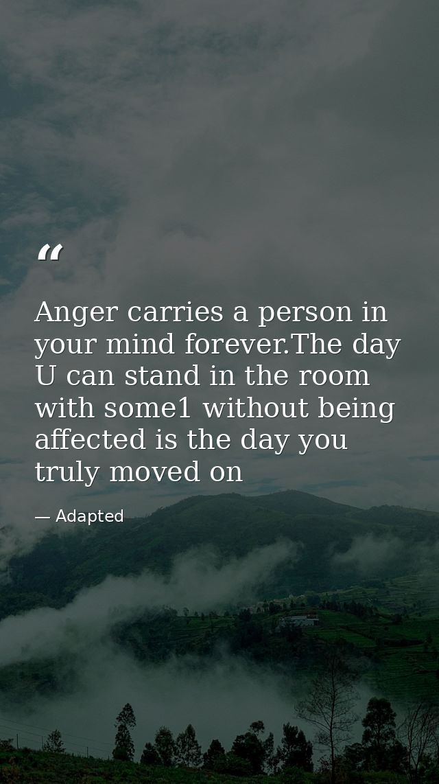 Anger carries a person in your mind forever.The day U can stand in the room with some1 without being affected is the day — Adapted