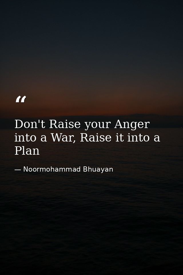 Don't Raise your Anger into a War, Raise it into a Plan — Noormohammad Bhuayan