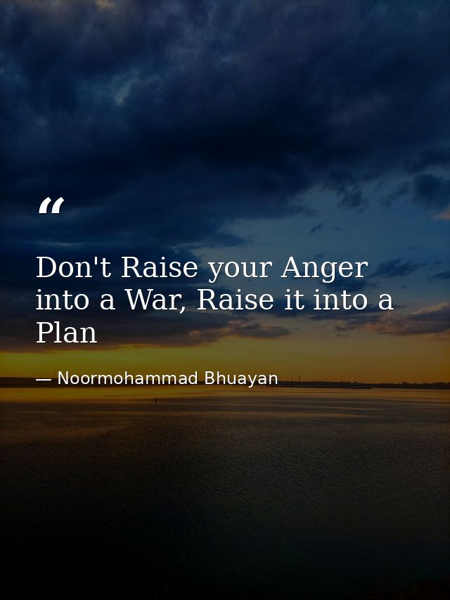 Don't Raise your Anger into a War, Raise it into a Plan — Noormohammad Bhuayan