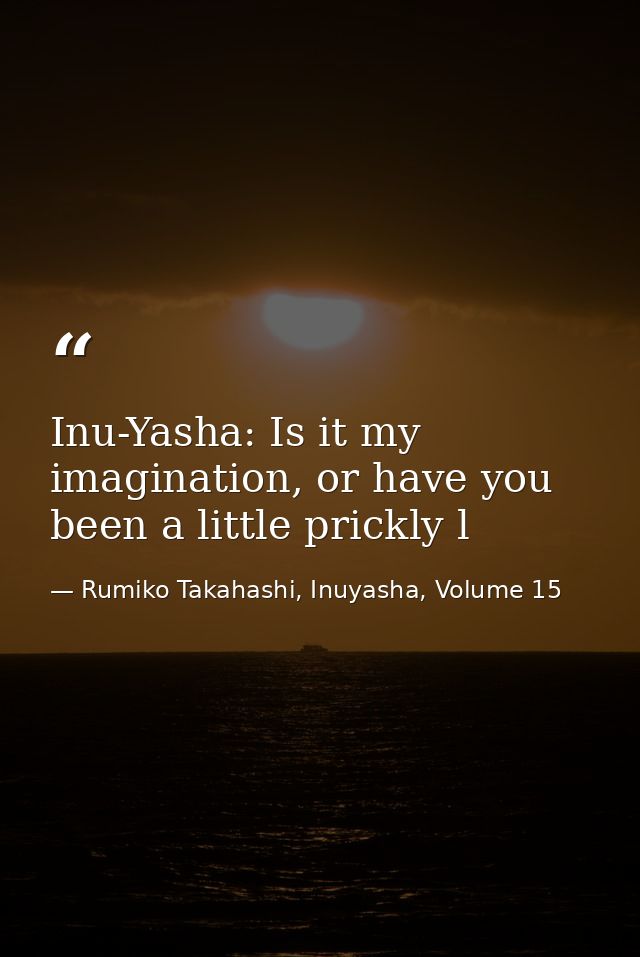 Inu-Yasha: Is it my imagination, or have you been a little prickly l — Rumiko Takahashi, Inuyasha, Volume 15