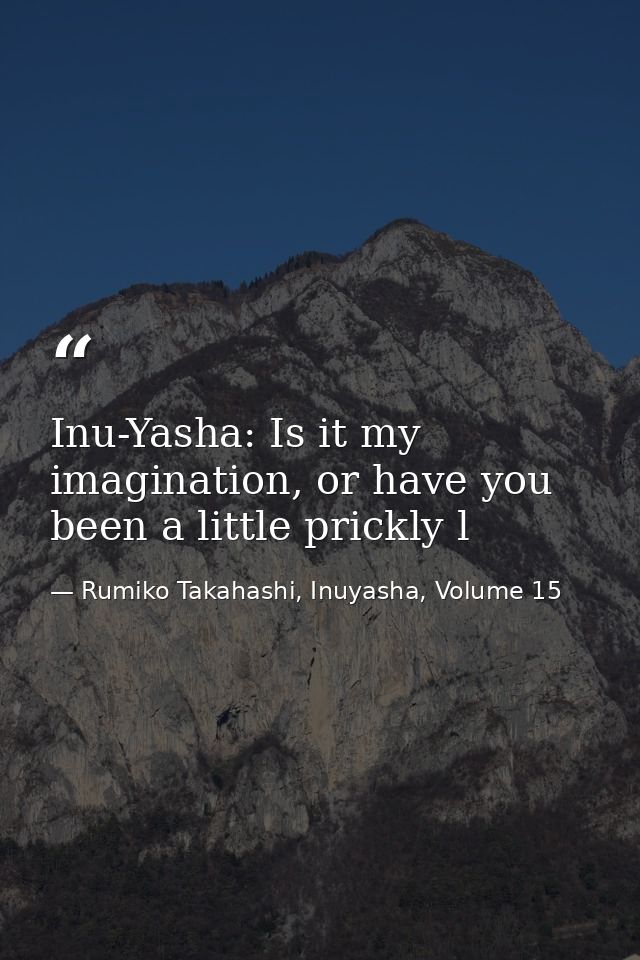 Inu-Yasha: Is it my imagination, or have you been a little prickly l — Rumiko Takahashi, Inuyasha, Volume 15