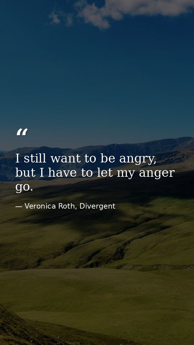 I still want to be angry, but I have to let my anger go. — Veronica Roth, Divergent