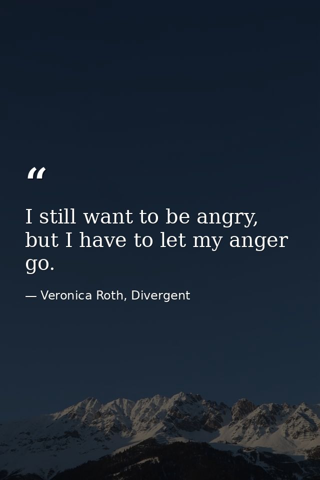 I still want to be angry, but I have to let my anger go. — Veronica Roth, Divergent