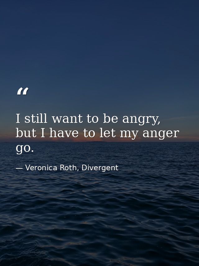 I still want to be angry, but I have to let my anger go. — Veronica Roth, Divergent