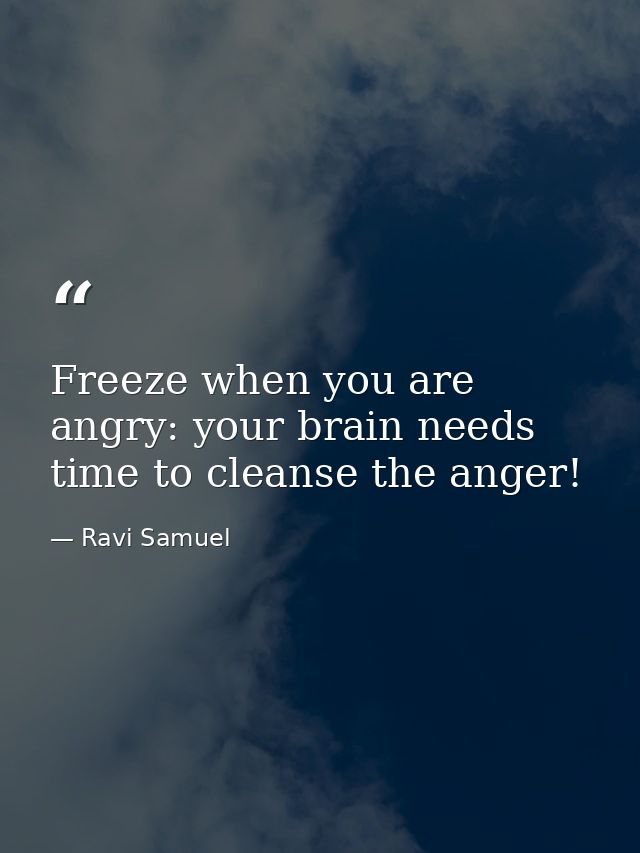 Freeze when you are angry: your brain needs time to cleanse the anger! — Ravi Samuel