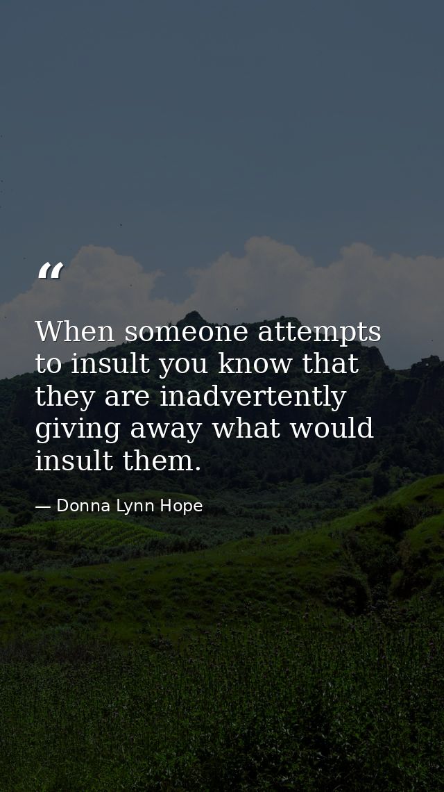 When someone attempts to insult you know that they are inadvertently giving away what would insult them. — Donna Lynn Hope