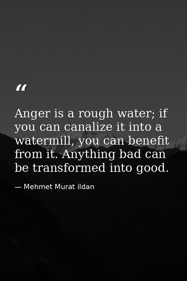 Anger is a rough water; if you can canalize it into a watermill, you can benefit from it. Anything bad can be transforme — Mehmet Murat ildan