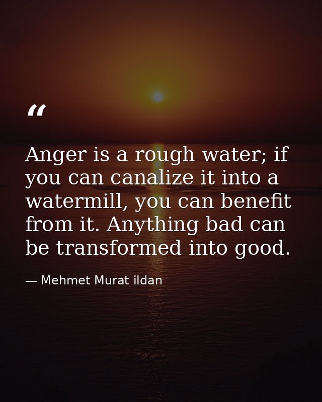 Anger is a rough water; if you can canalize it into a watermill, you can benefit from it. Anything bad can be transforme — Mehmet Murat ildan