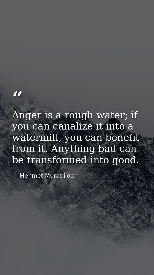 Anger is a rough water; if you can canalize it into a watermill, you can benefit from it. Anything bad can be transforme — Mehmet Murat ildan