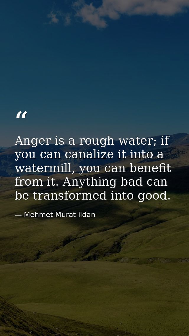 Anger is a rough water; if you can canalize it into a watermill, you can benefit from it. Anything bad can be transforme — Mehmet Murat ildan