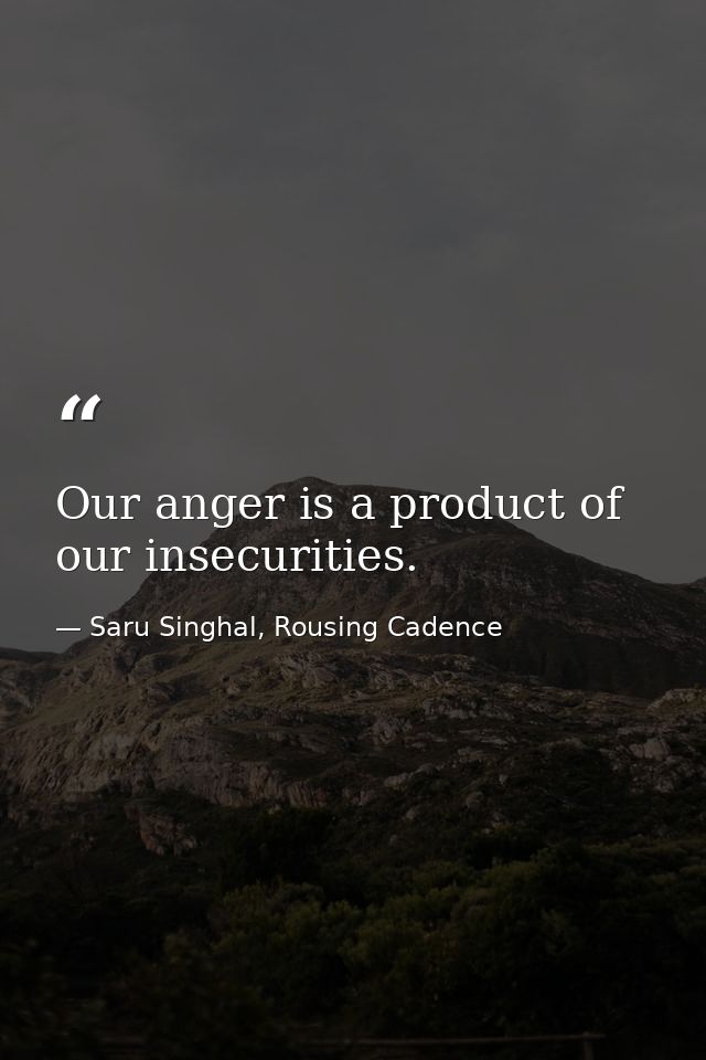 Our anger is a product of our insecurities. — Saru Singhal, Rousing Cadence