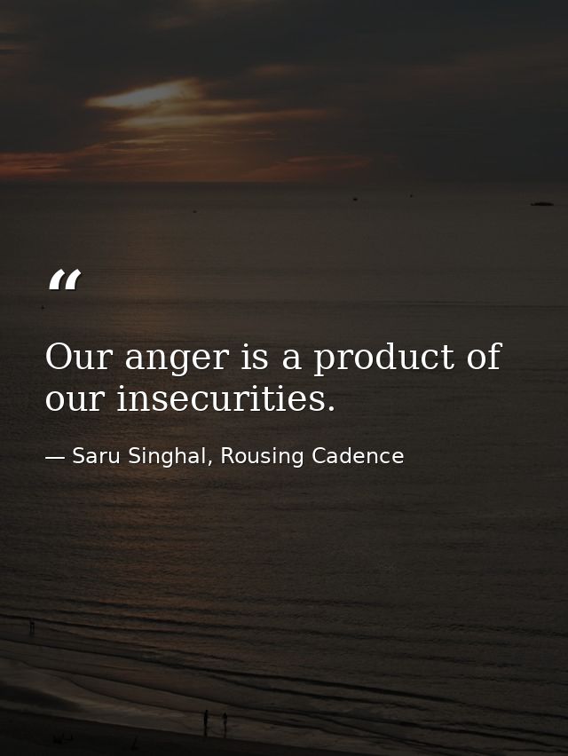 Our anger is a product of our insecurities. — Saru Singhal, Rousing Cadence