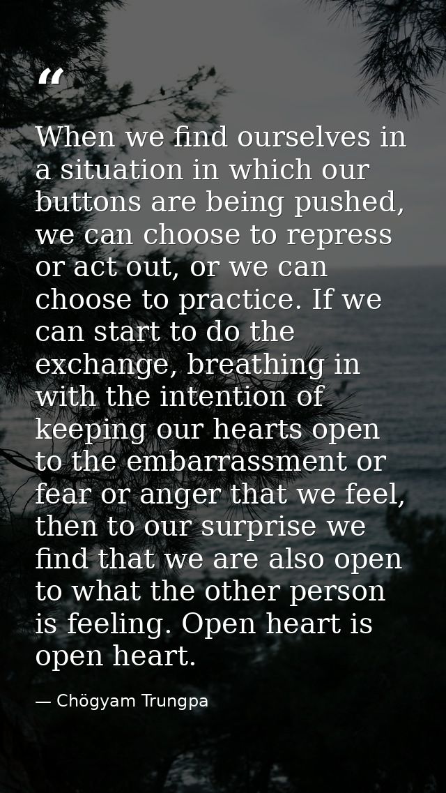 When we find ourselves in a situation in which our buttons are being pushed, we can choose to repress or act out, or we  — Chögyam Trungpa