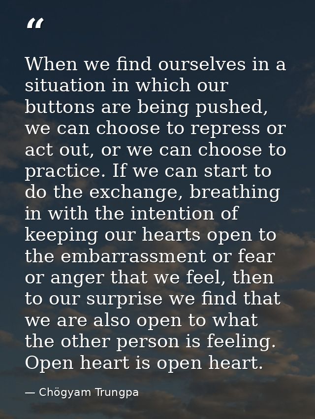 When we find ourselves in a situation in which our buttons are being pushed, we can choose to repress or act out, or we  — Chögyam Trungpa