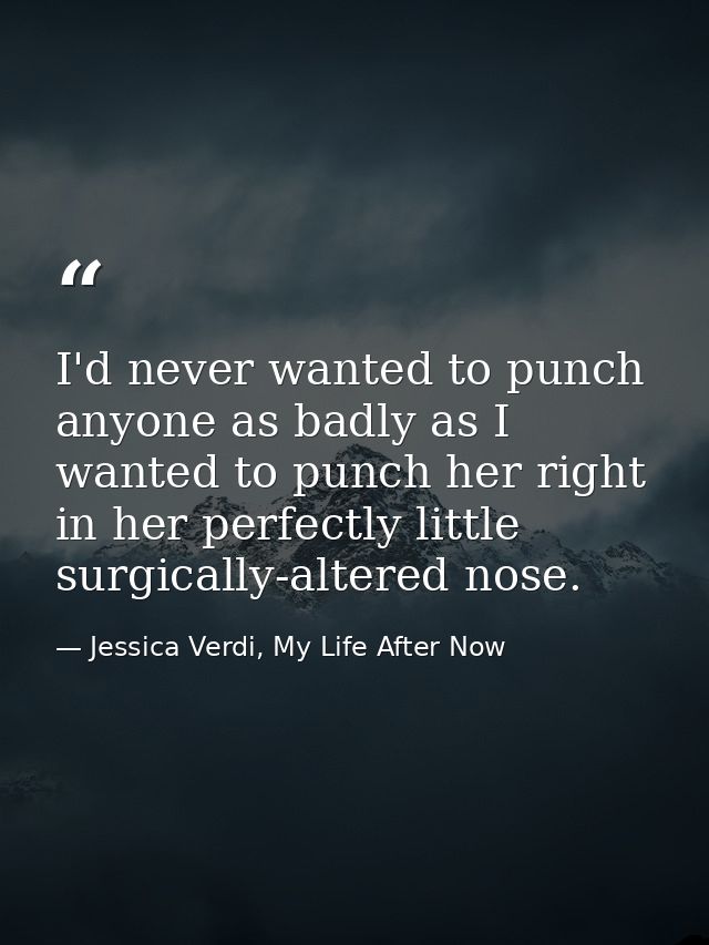 I'd never wanted to punch anyone as badly as I wanted to punch her right in her perfectly little surgically-altered nose — Jessica Verdi, My Life After Now