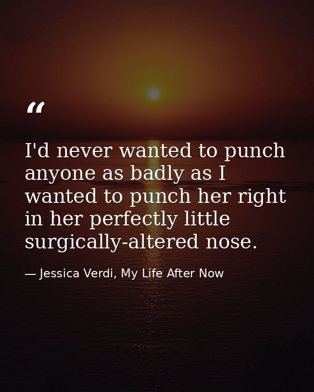 I'd never wanted to punch anyone as badly as I wanted to punch her right in her perfectly little surgically-altered nose — Jessica Verdi, My Life After Now