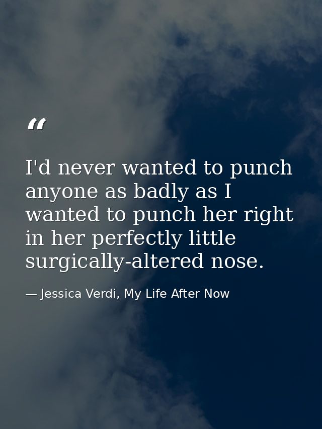I'd never wanted to punch anyone as badly as I wanted to punch her right in her perfectly little surgically-altered nose — Jessica Verdi, My Life After Now