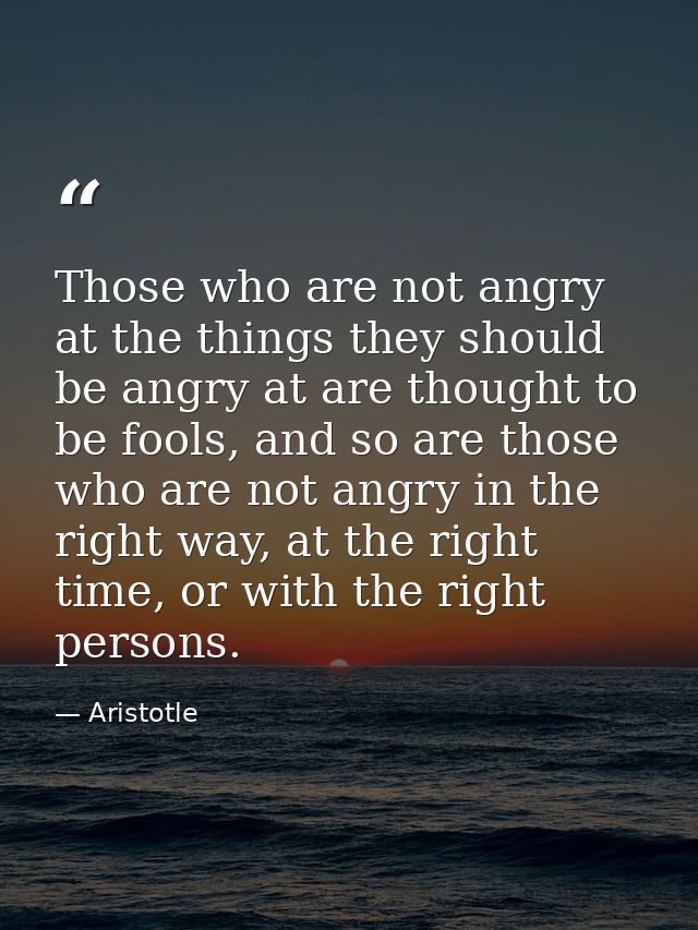 Those who are not angry at the things they should be angry at are thought to be fools, and so are those who are not angr — Aristotle