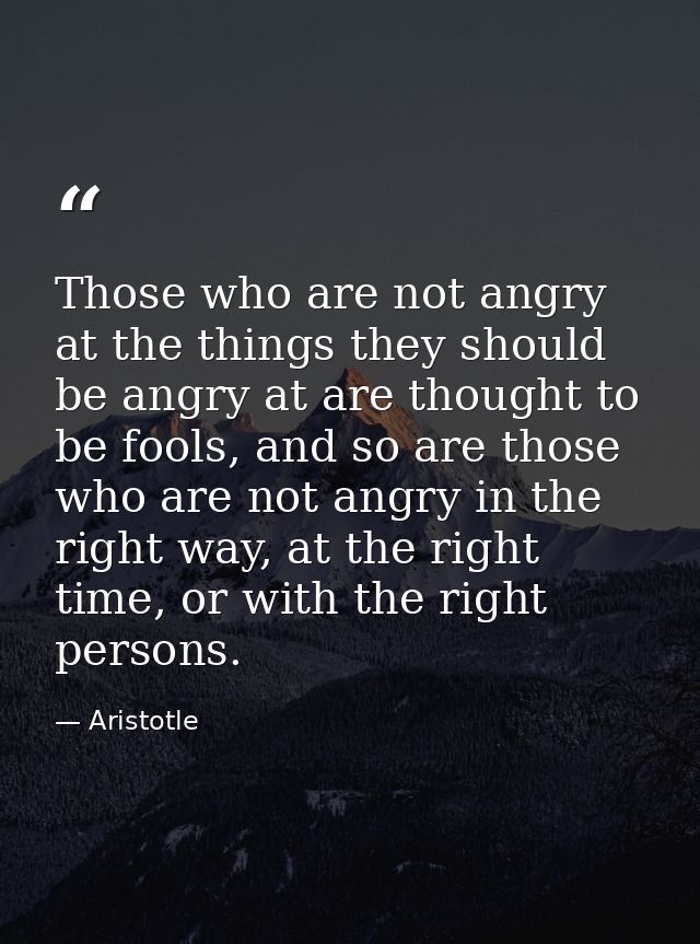 Those who are not angry at the things they should be angry at are thought to be fools, and so are those who are not angr — Aristotle