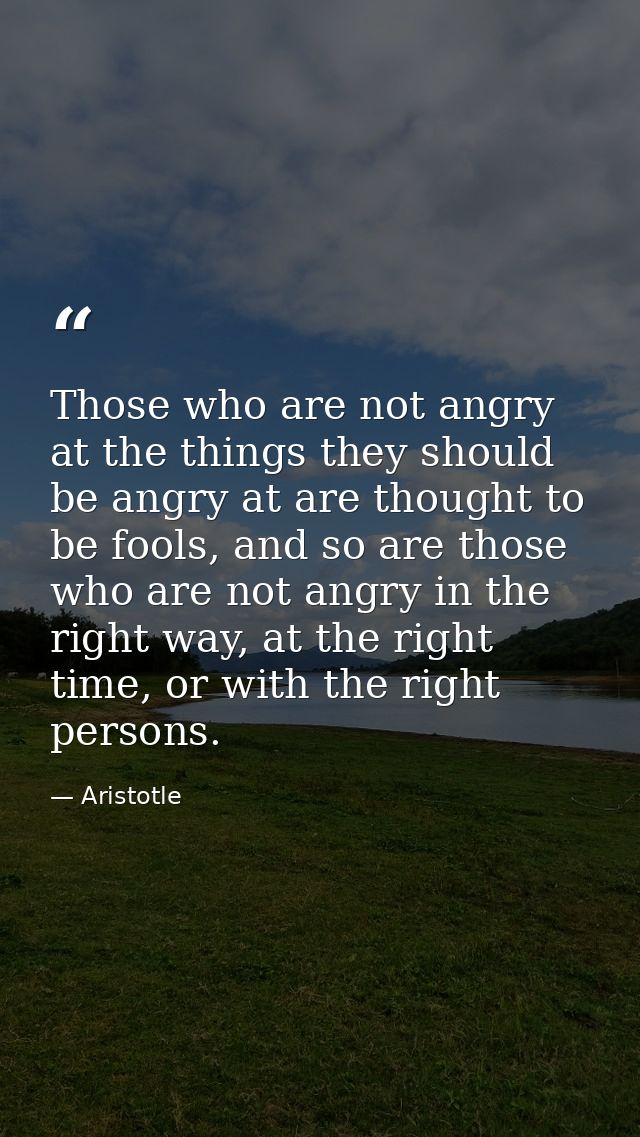 Those who are not angry at the things they should be angry at are thought to be fools, and so are those who are not angr — Aristotle