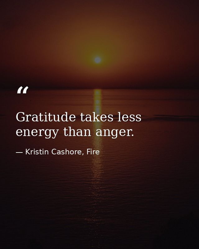 Gratitude takes less energy than anger. — Kristin Cashore, Fire