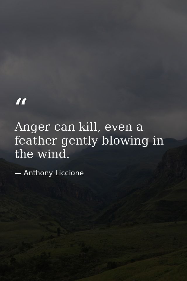 Anger can kill, even a feather gently blowing in the wind. — Anthony Liccione