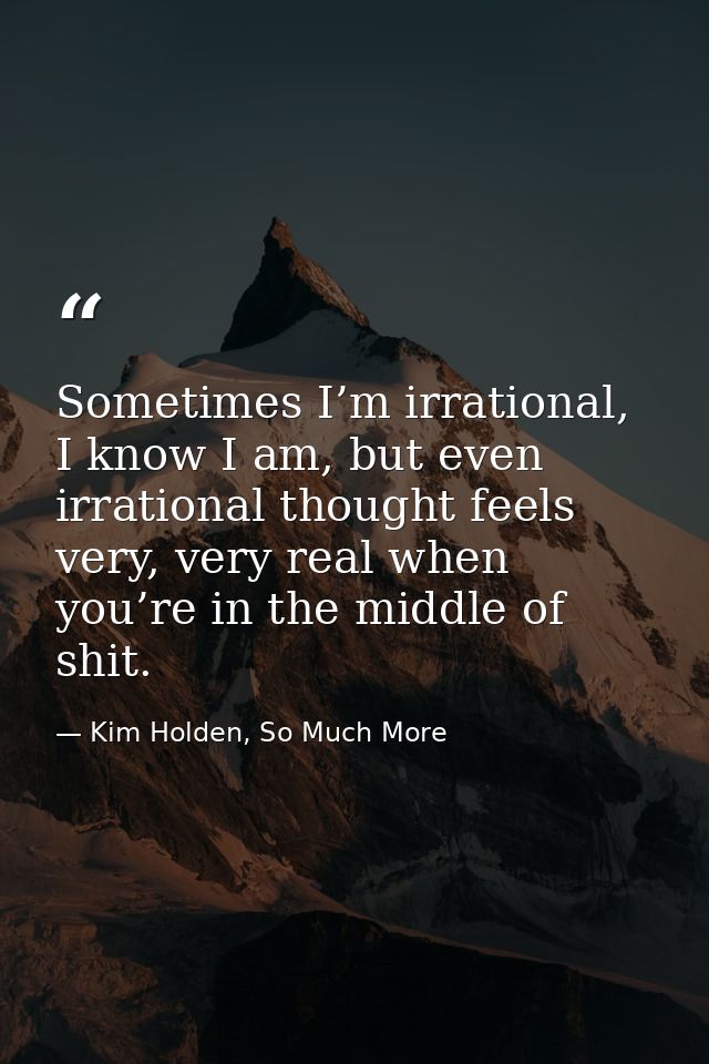 Sometimes I’m irrational, I know I am, but even irrational thought feels very, very real when you’re in the middle of sh — Kim Holden, So Much More