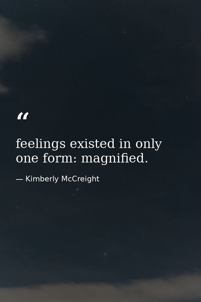 feelings existed in only one form: magnified. — Kimberly McCreight