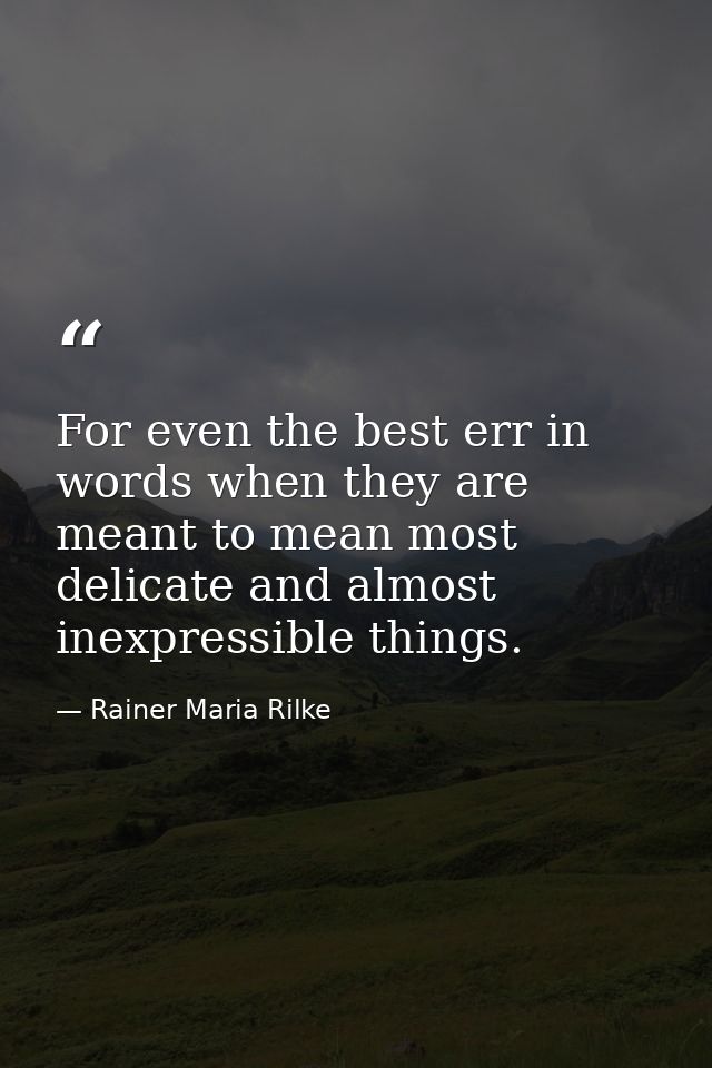 For even the best err in words when they are meant to mean most delicate and almost inexpressible things. — Rainer Maria Rilke