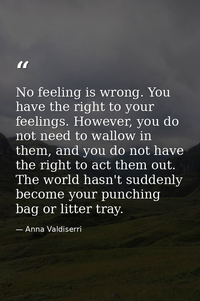No feeling is wrong. You have the right to your feelings. However, you do not need to wallow in them, and you do not hav — Anna Valdiserri