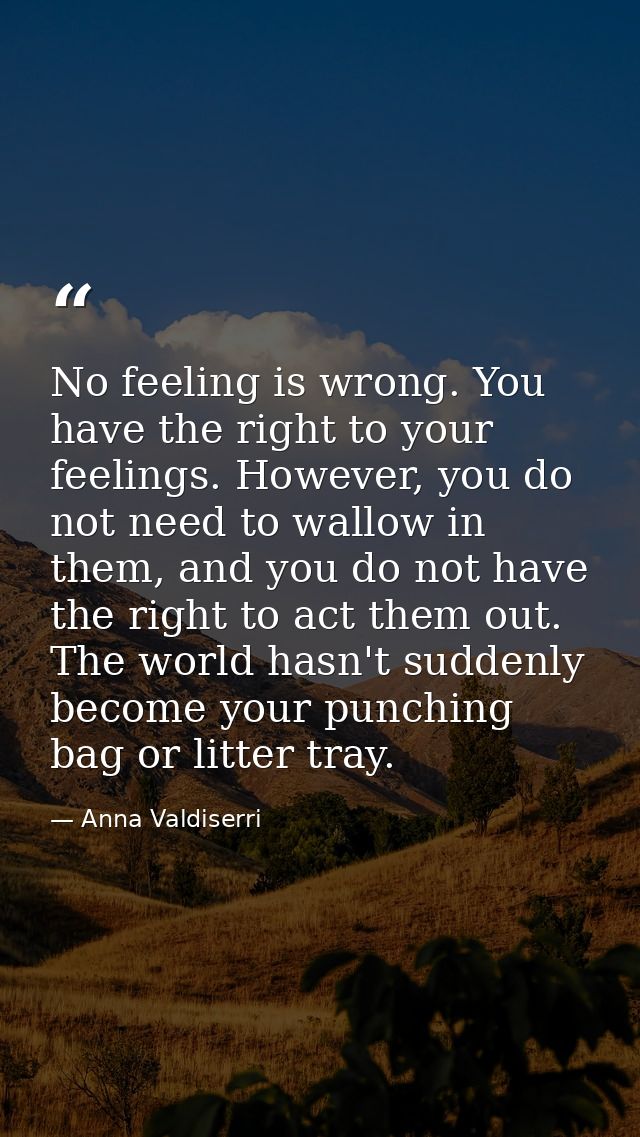 No feeling is wrong. You have the right to your feelings. However, you do not need to wallow in them, and you do not hav — Anna Valdiserri
